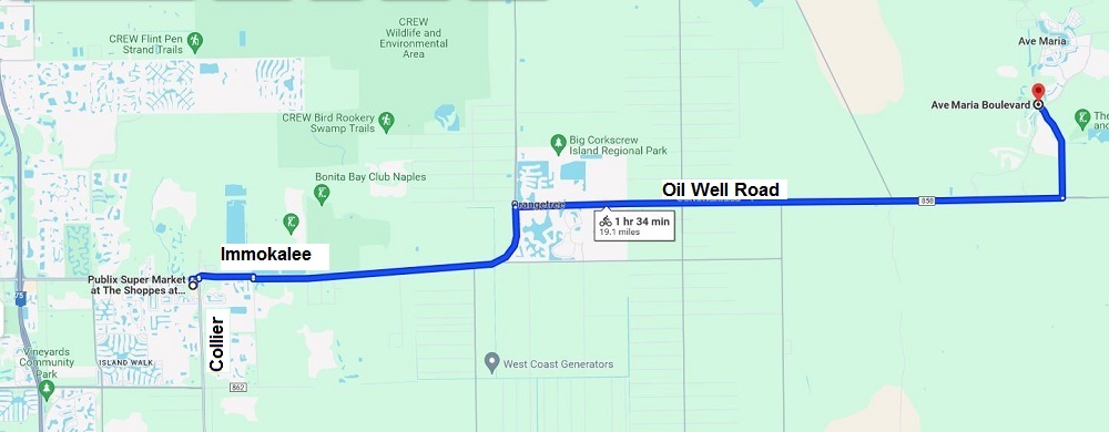 Trajet habituel: aller-retour de la maison � la premi�re grosse intersection.