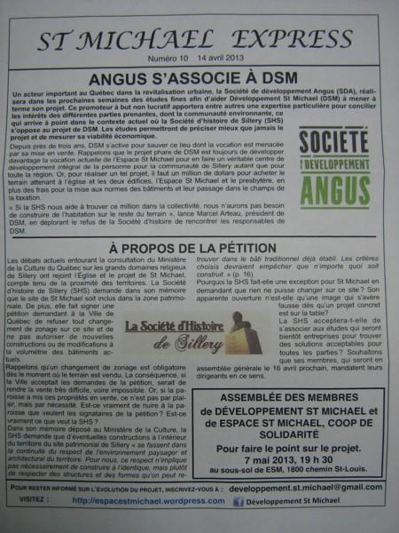 Premi�re circulaire: le �St-Michael Express no. 10�.