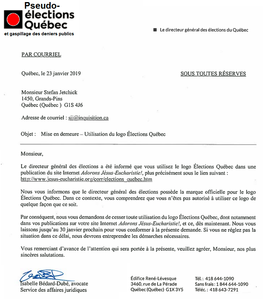 Menace de poursuite.