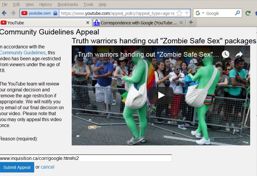 Attempt to reason with Google.