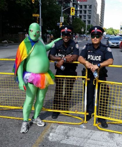 No shortage of policemen to see everything going on at that parade.