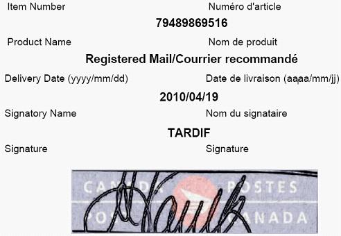 Accus� de r�ception