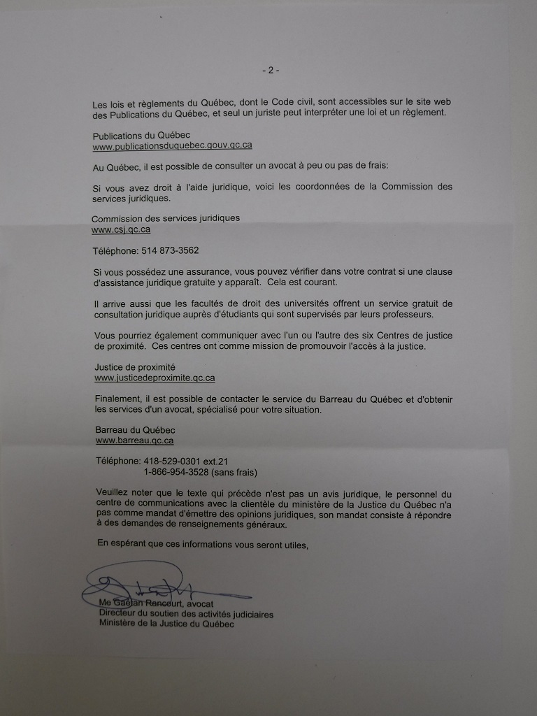 Ga�tan Rancourt, avocat. Minist�re de la justice du Qu�bec, p. 2.