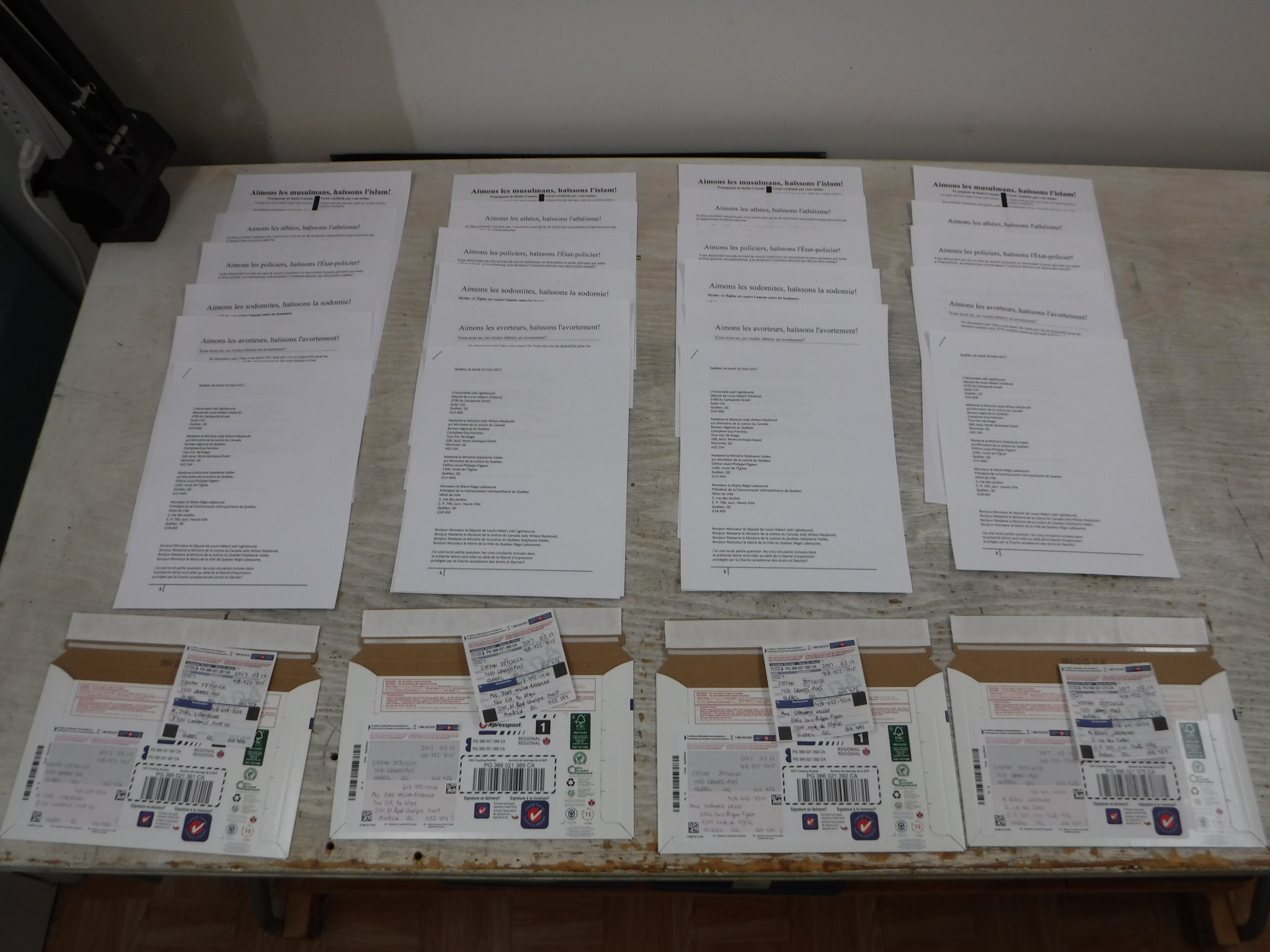 Pr�paration de l'envoi des 4 paquets.