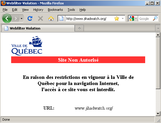 Clich� d'�cran: La Ville de Qu�bec n'aime pas la libert� d'expression!