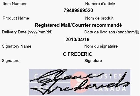 Accus� de r�ception