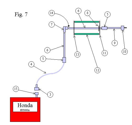 Fig. 7: Exhaust extension exploded view.
