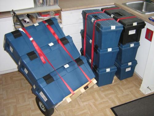 Charges pr�tes � transporter, pr�-attach�es � des mini-palettes.