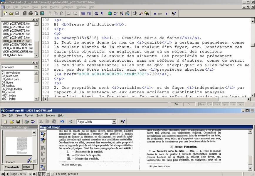 Clich� d'�cran lors de l'encodage.