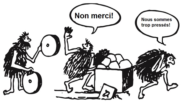 Un homme des cavernes invente la roue, les b�tas ne s'en rendent pas compte.