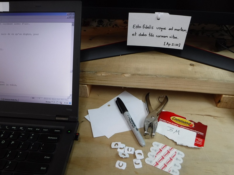 Cartes d'index 3x5 trou�es avec poin�on � papier, accroch�es sur des Pinces D�coratives Command 3M.