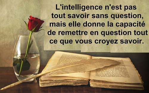 L'intelligence n'est pas de tout savoir sans question, mais elle donne la capacit� de tout remettre en question ce que vous croyez savoir.