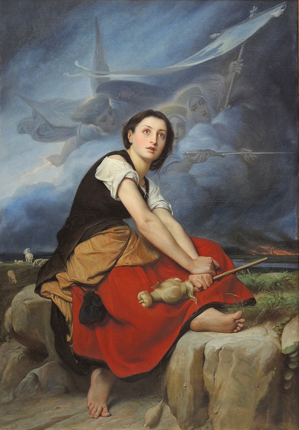 Jeanne d'Arc �coutant ses voix. (L�on-Fran�ois B�nouville; 1821-1859).