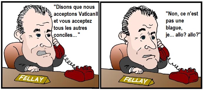 Le chef de la FSSPX parle au Vatican au t�l�phone.