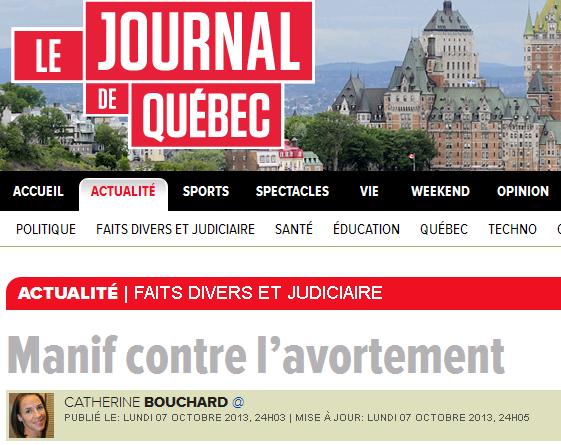 Entrefilet Journal de Qu�bec.